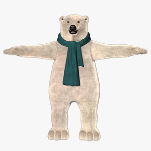 cartoon polar bear fur 3d model