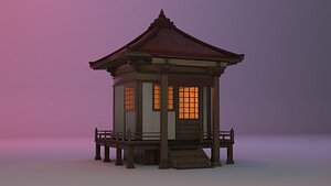 Buddhist Shrine Japanese Build House Low-poly 3D model 3D