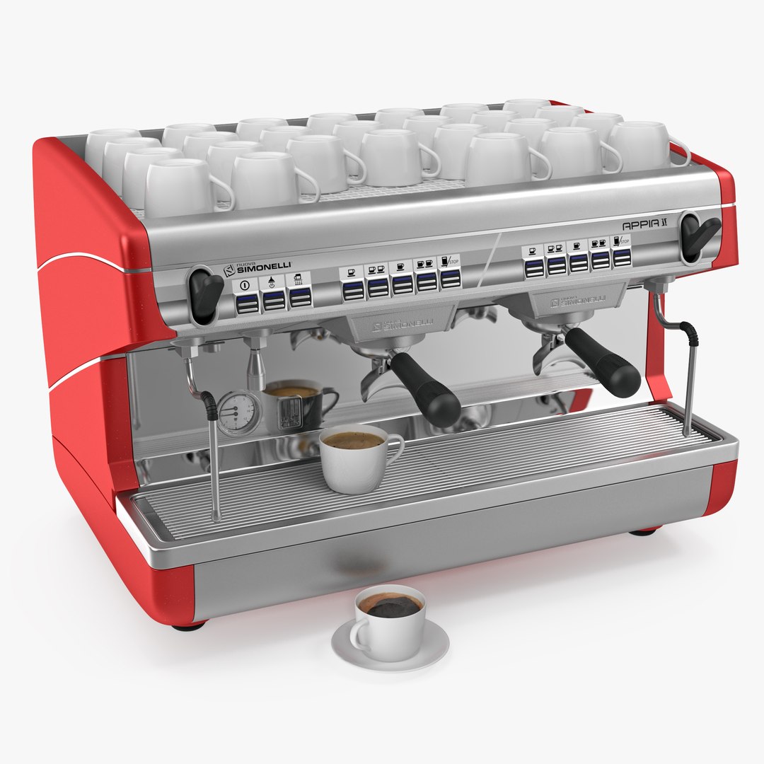 Espresso Machine with Coffee Cups 3D model preview