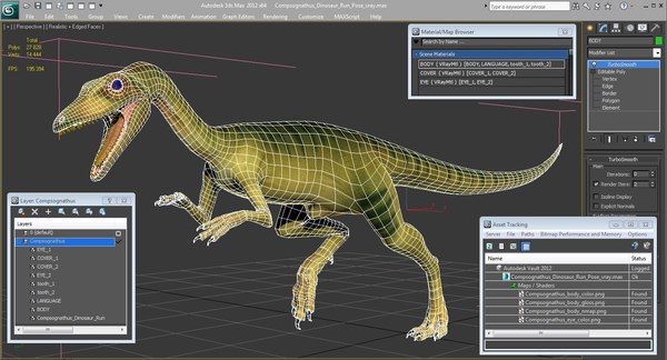 3d Model Compsognathus Dinosaur Run Pose Turbosquid 1284707