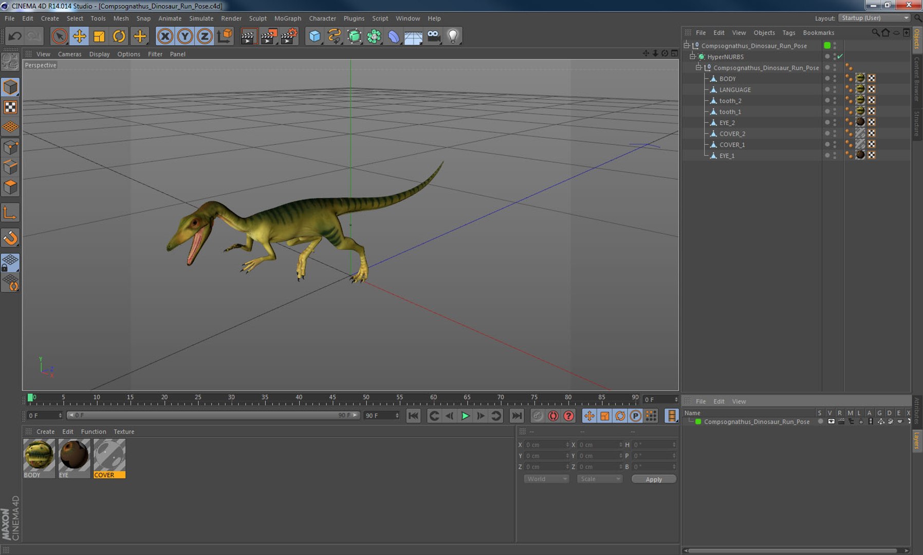 3D model compsognathus dinosaur run pose - TurboSquid 1284707