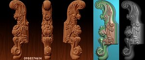 3D cabriole carved furniture leg model