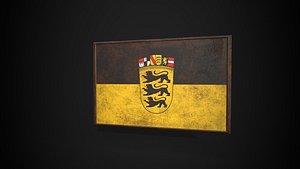 Old Picture Frame With Wurttemberg  Flag - Game Ready PBR Low-poly 3D Model model