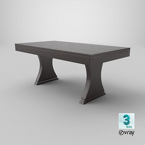 Wooden Dining Table 3D Model with Detailed Textures and PBR Materials 3D model