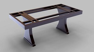 Wooden Dining Table 3D Model with Detailed Textures and PBR Materials 3D model