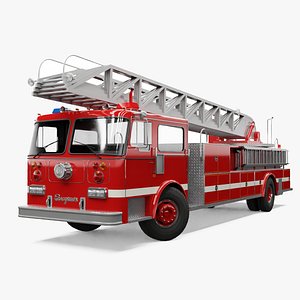 1980s Seagrave Ladder Fire Truck Low Poly