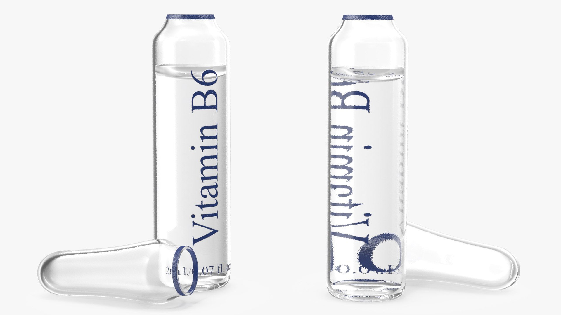 Pyridoxine B6 2ml Ampoule Opened 3D model preview