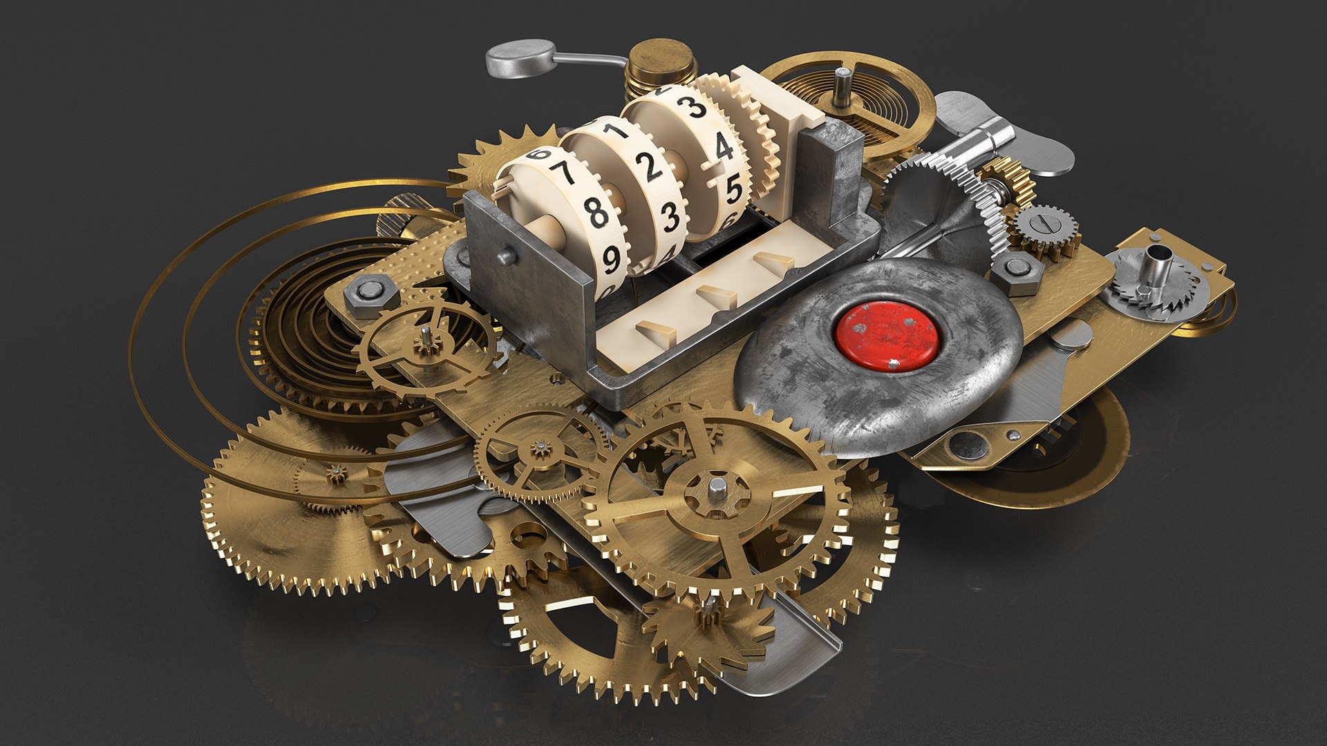 3D Clockwork Gear Counter Mechanism - TurboSquid 1653117