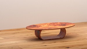 Modern Curved Wooden Coffee Table 3D