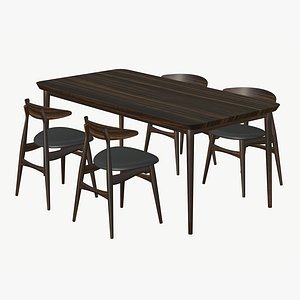 Wood Dining Table Chair Realistic