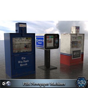 3d newspaper machines pbr model