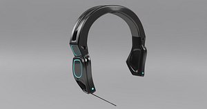 Scifi Head Phone With Microphone Heard Surface