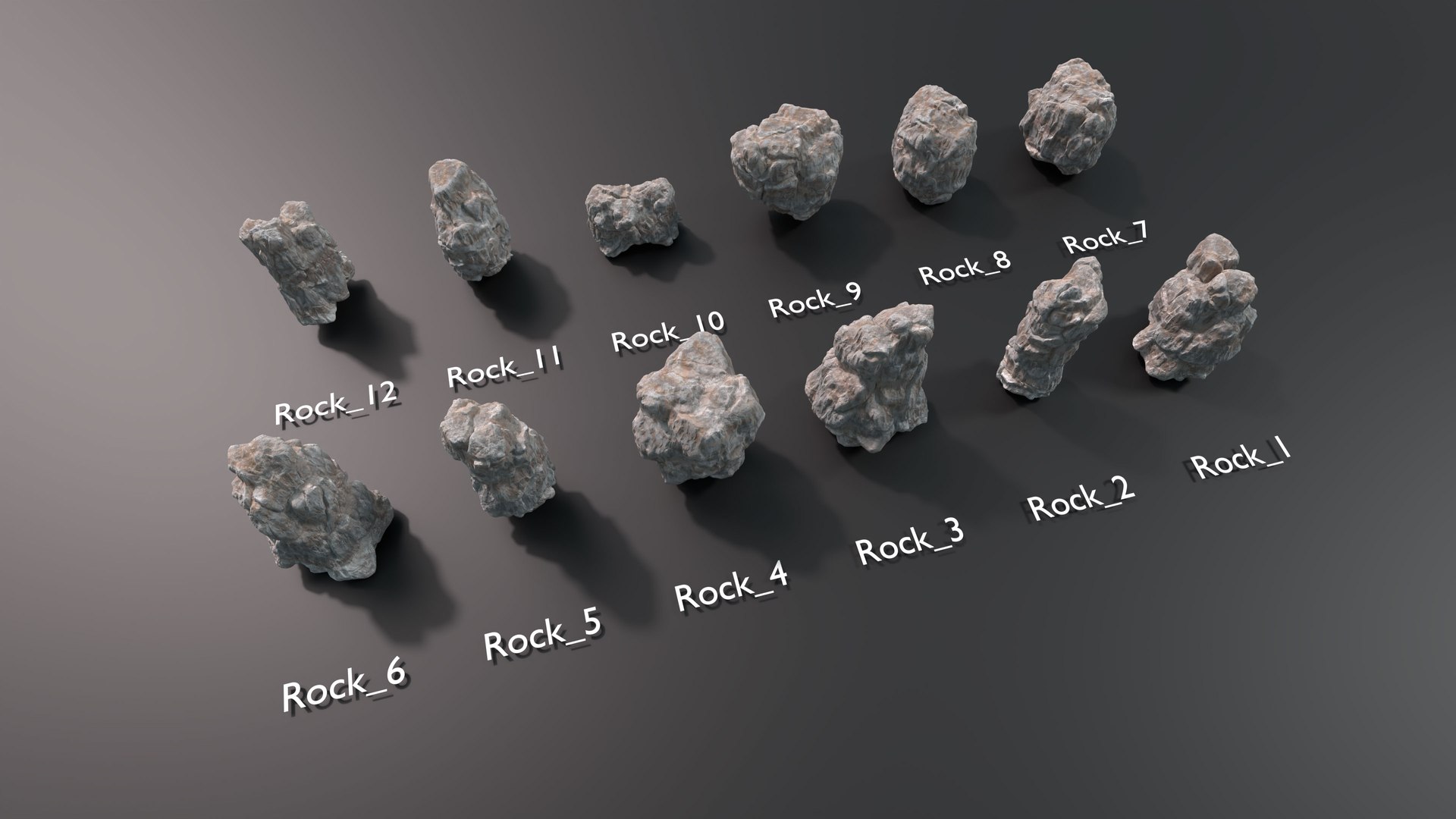 3D Model 12 Rocks - TurboSquid 1498514
