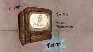 3D old timey 1940s tv