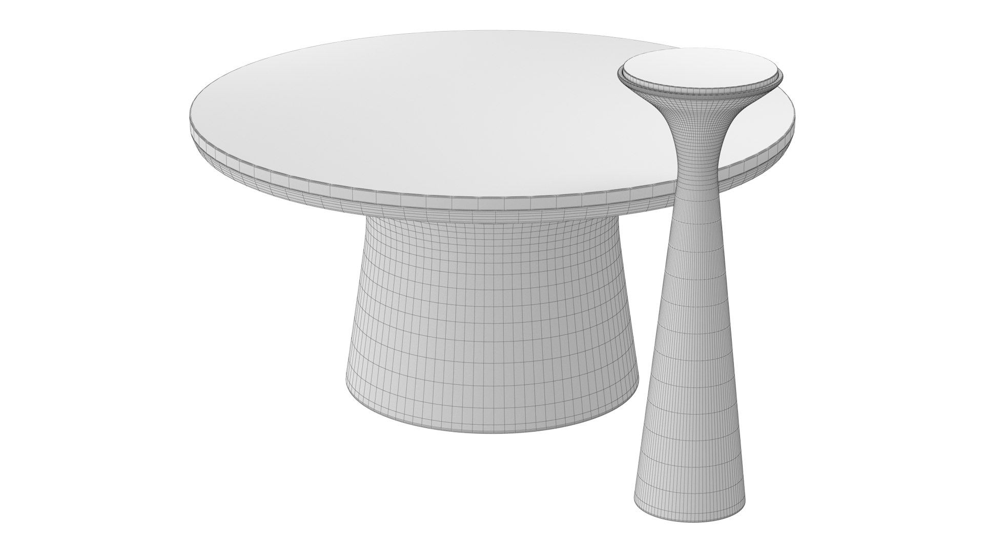 3D Silhouette Pedestal Drink Table And Marble Topped Pedestal Coffee Table Model TurboSquid