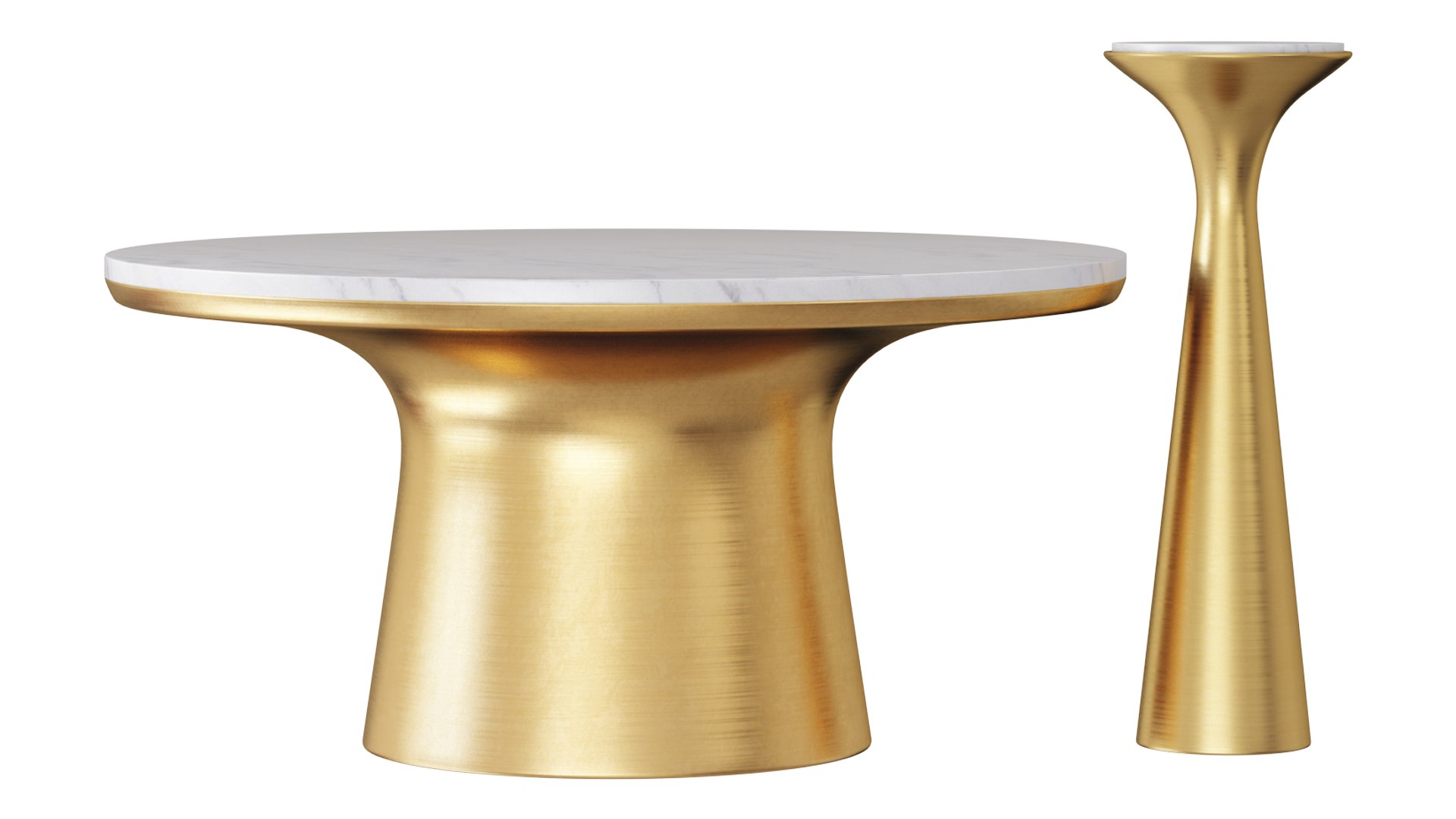 3D Silhouette Pedestal Drink Table And Marble Topped Pedestal Coffee Table Model TurboSquid