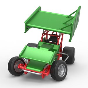 3D Diecast Vintage Winged Sprint car while turning Scale 1 to 25 model