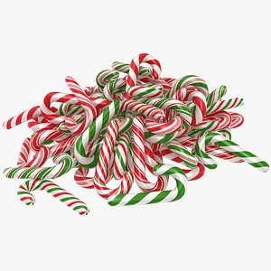 christmas candy cane pile 3D