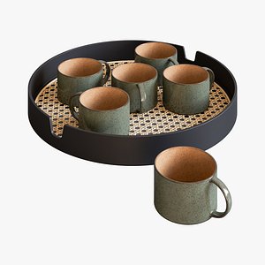 3D Normann Copenhagen Salon Tray with Serax Terres de Reve Coffee Cup model