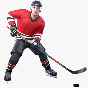 3D rigged pbr hockey player model