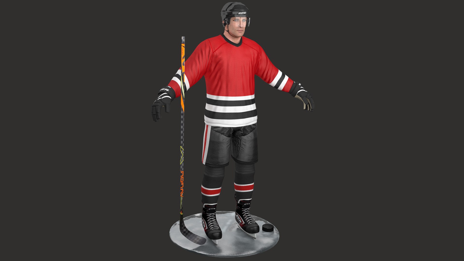 Hockey Player Florida Panthers Rigged 3D model rigged