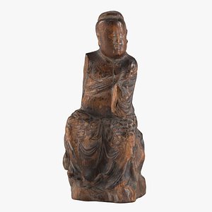 High-Resolution Chinese Wooden Buddha - Yuan Dynasty-Inspired