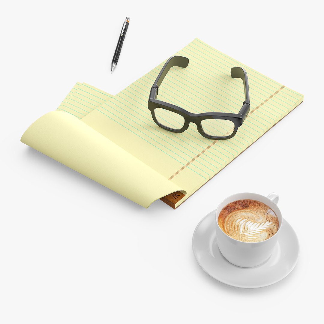 Wearable Smart Glasses and Writing Set 3D model preview