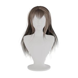 Avatar de menina elegante 3d com estilo de rabo de cavalo longo cabelo preto  e flanela vermelha