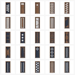 Interior Room Doors &ndash; High Quality 3D Models (Bundle) 3D model