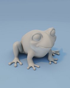 3D Cartoon Frog Rigged Base Mesh Model