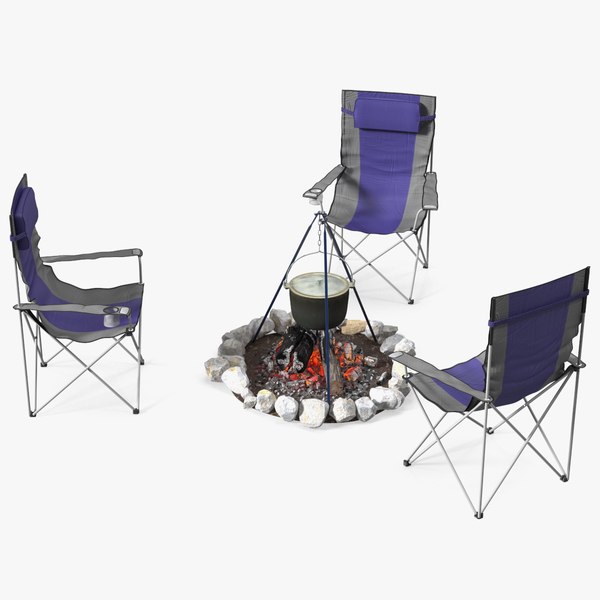 Chairs Around Campfire Pit 3D model