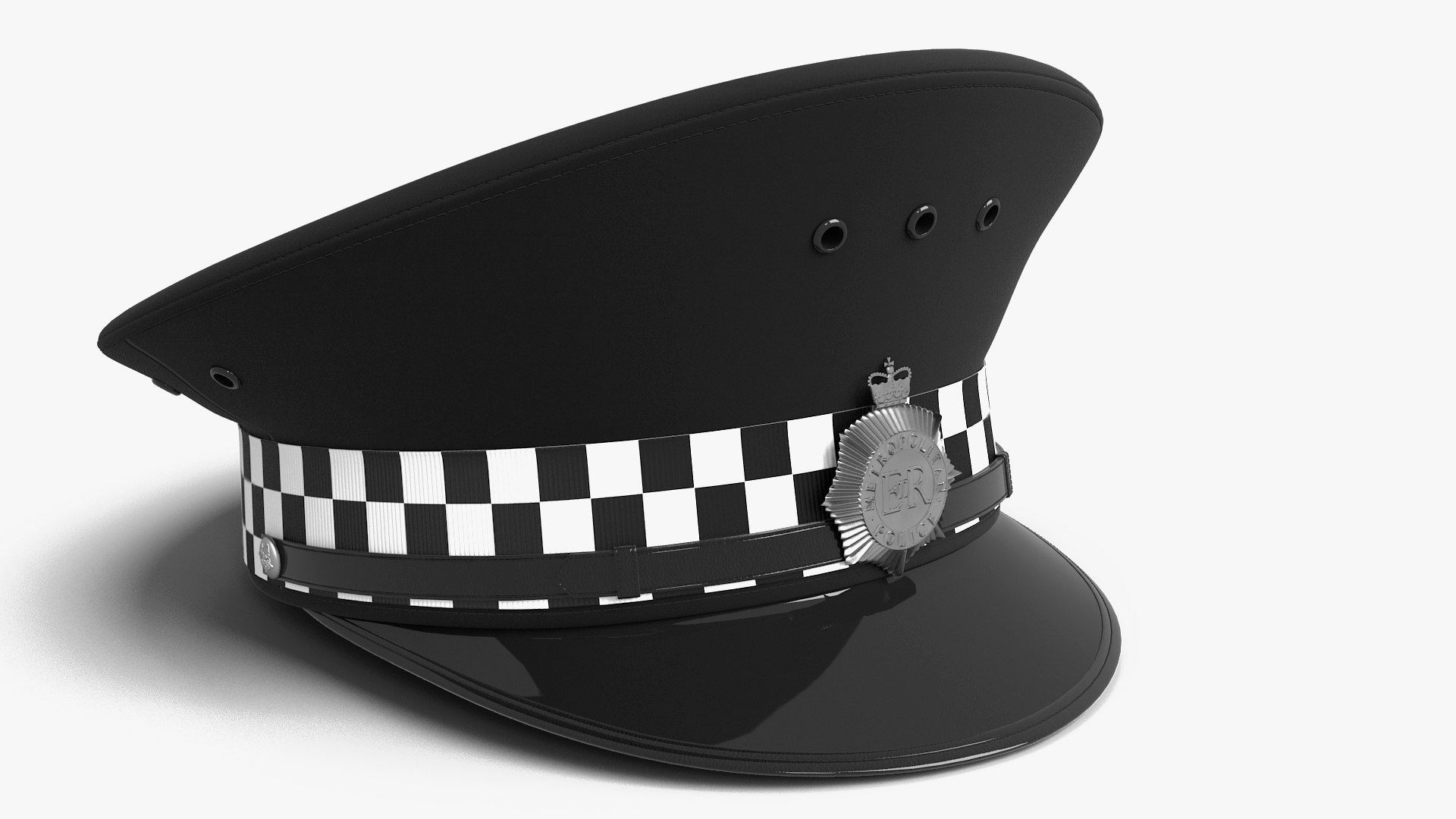 British Police Custodian Helmet with Badge 3D model preview