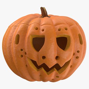 Jack o Lantern Pumpkin with Carved Face 04