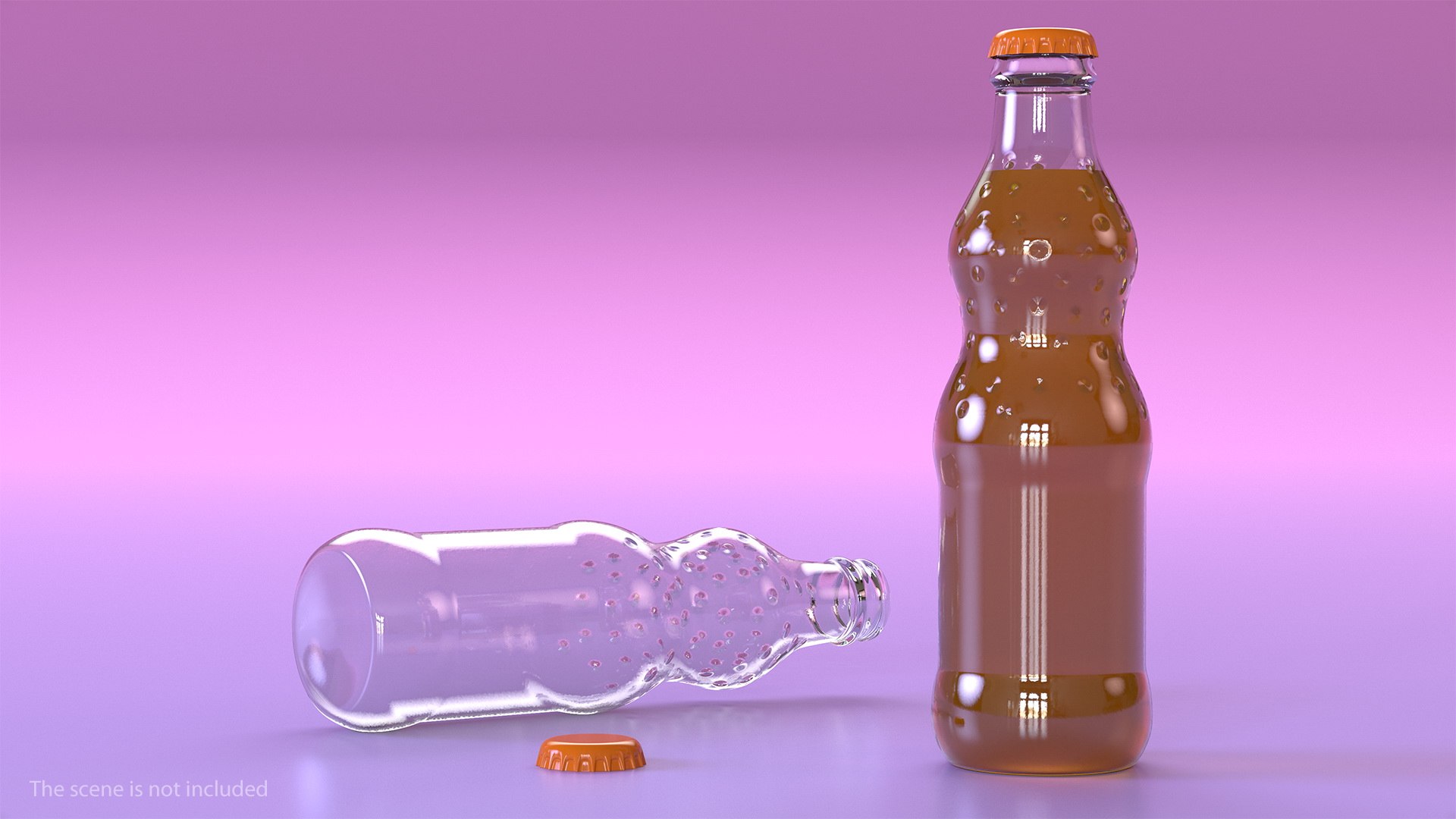 Orange Soda Glass Bottle 3D model preview