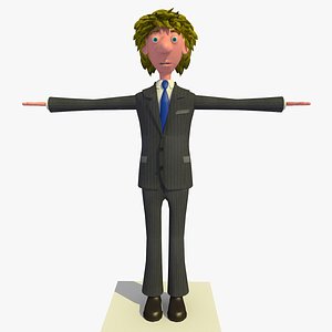 tim business man cartoon character 3d 3ds