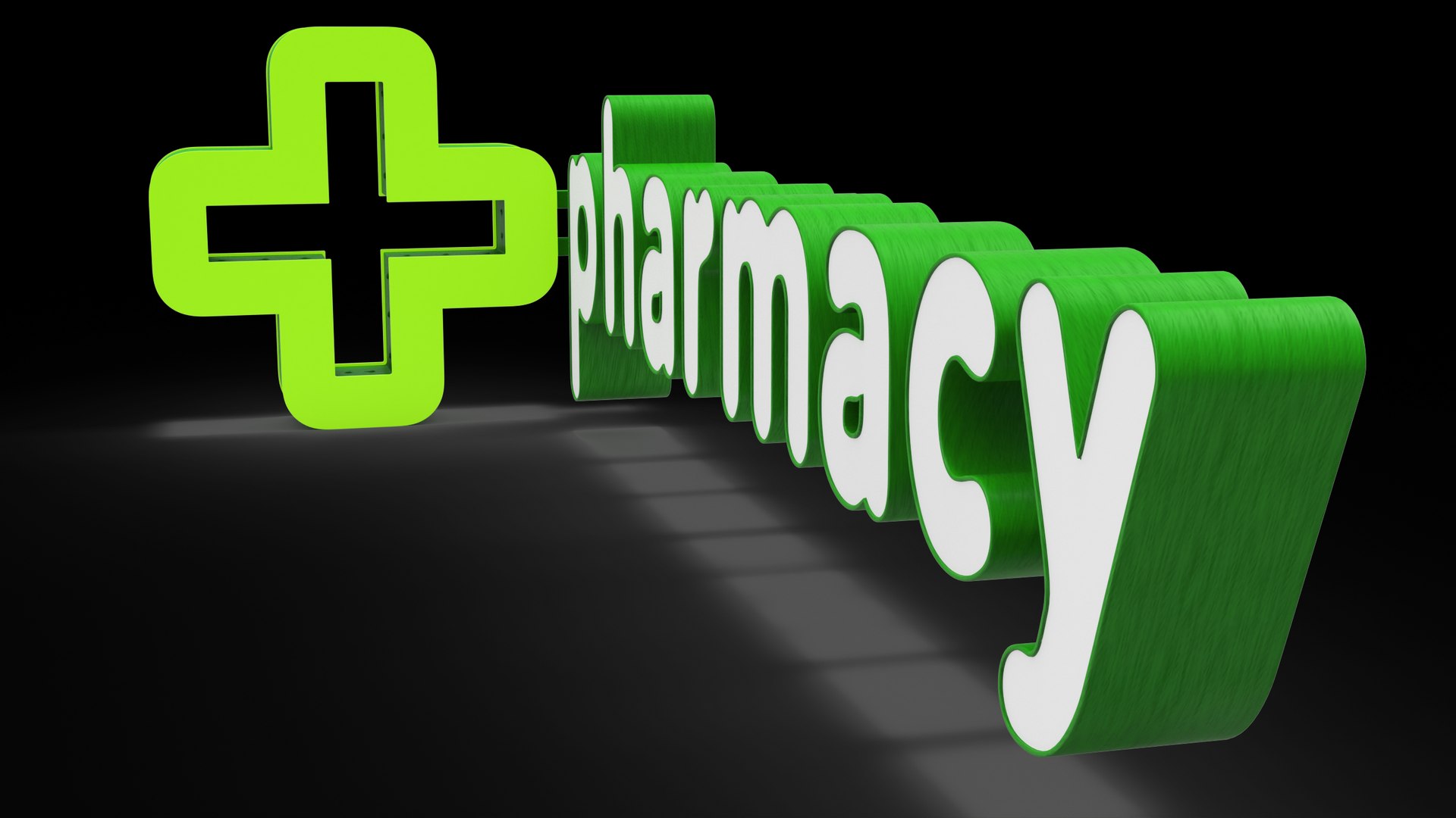 3D Pharmacy Sign Illuminated - TurboSquid 2092489