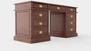 3D Wall Street desk rich brown model