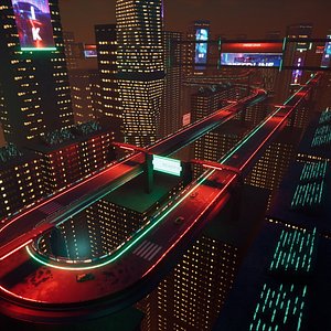 3D LowPoly Unreal Engine Cyber Track Environment model