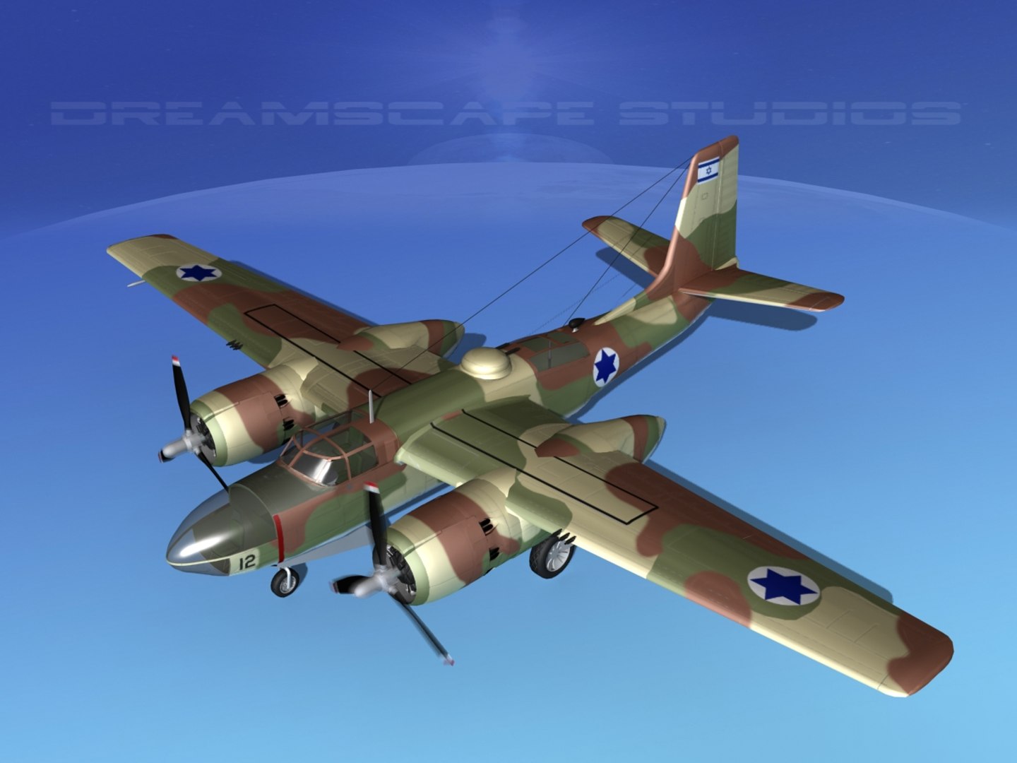 3d Douglas B-26c B-26 Bomber Model