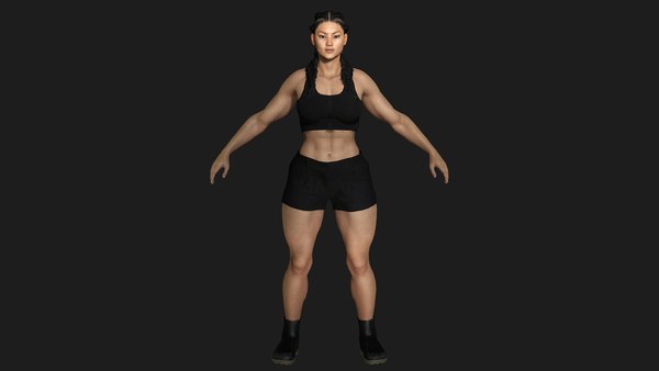 AAA 3D REALISTIC FEMALE CHARACTER - ASIAN MUSCULAR GIRL 3D model