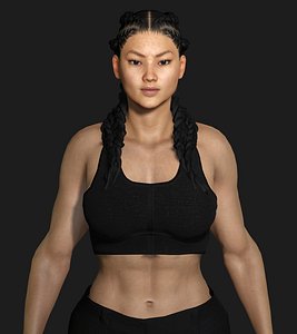 AAA 3D REALISTIC FEMALE CHARACTER - ASIAN MUSCULAR GIRL 3D model
