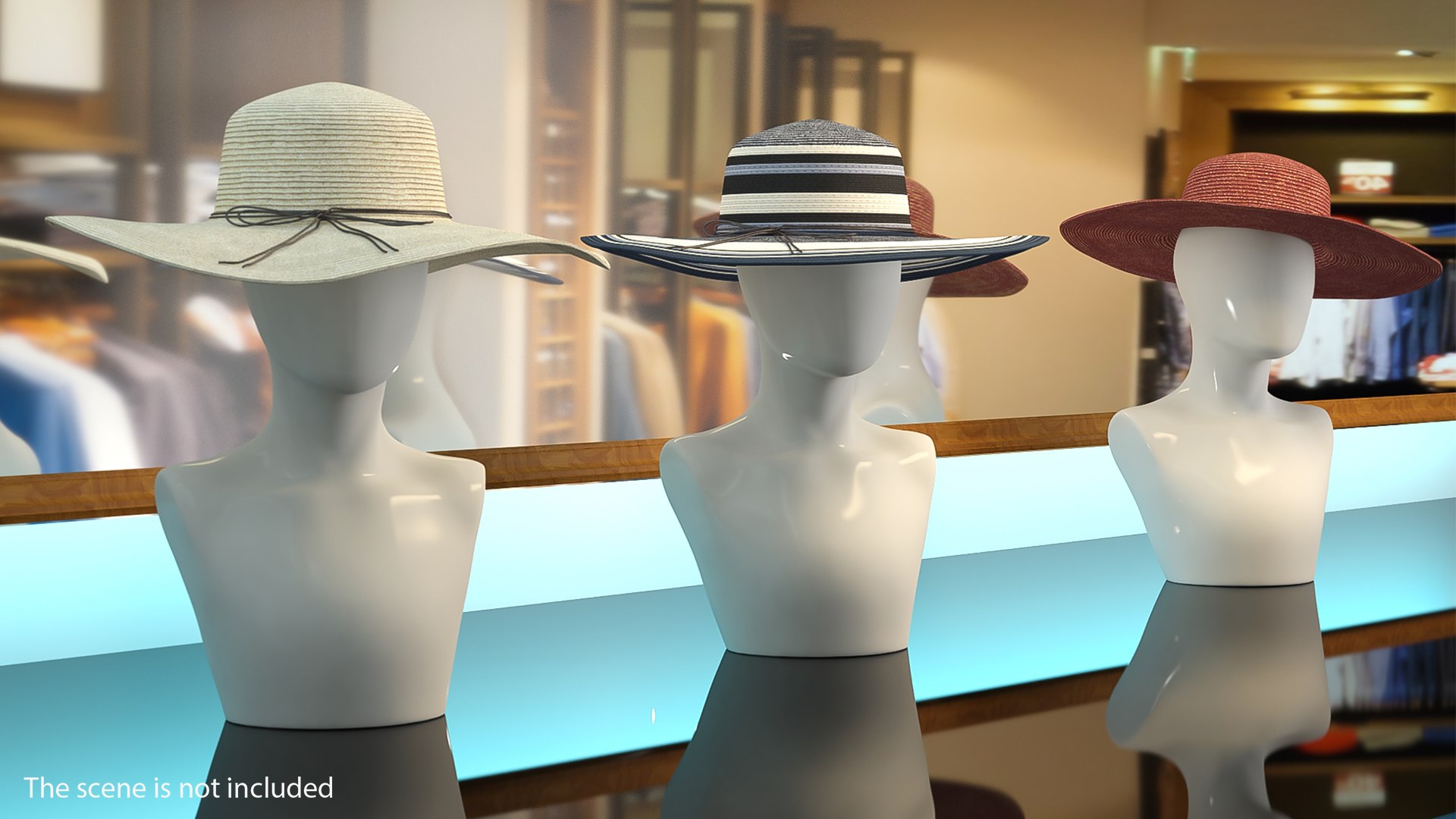 Women Floppy Straw Hat 3D model preview