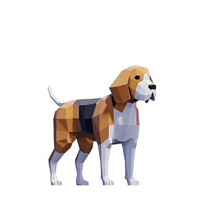 Low Poly Beagle Dog Pack 3D model