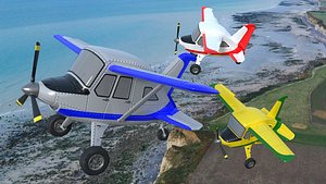 Rigged low poly cartoon airplane