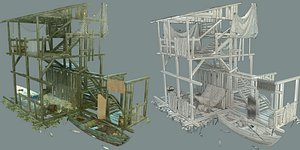 PACK OF 28 FISHING ELEMENTS WITH A STAGE Low-poly 3D model