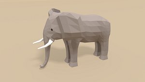 Low Poly Cartoon African Elephant