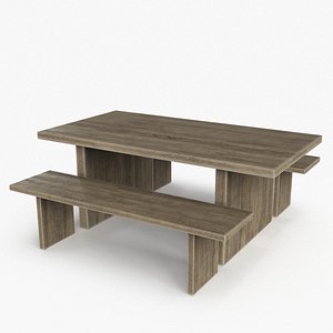 3D model PlankDiningTable and Bench
