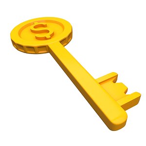 3D model Key with Dollar Coin Cartoon