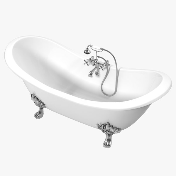 double slipper clawfoot bath 3d model