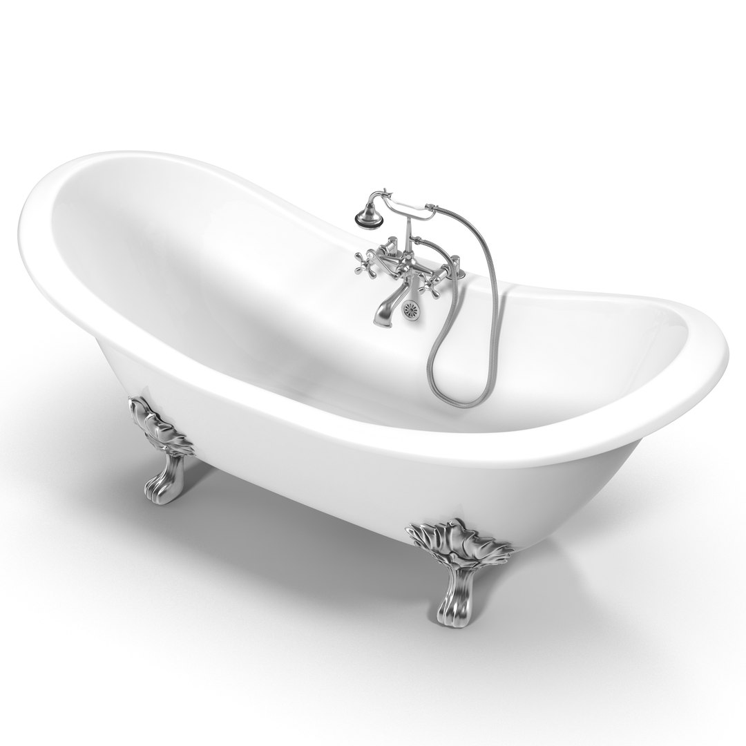 Double Slipper Clawfoot Bath 3D model preview